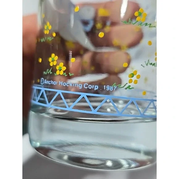 VINTAGE Set OF 6 FARM COUNTRY Goose Glass Tumblers 1987 Anchor Hocking Blue Bow - Picture 5 of 10